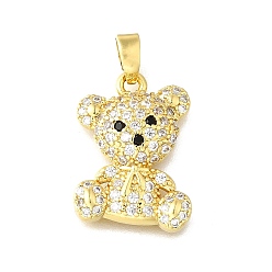 Настоящее золото 18K Латунные микро проложить кубического циркония подвески, нести прелести, без кадмия и без свинца, долговечный, стойки покрытие, реальный 18 k позолоченный, 18.5x13.5x4 мм, отверстие : 5x2.5 мм