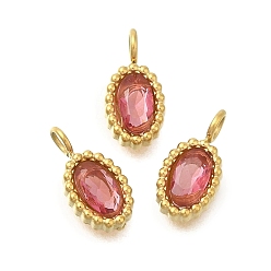 Oval 304 подвески из микро-паве из нержавеющей стали с фианитами, золотые, овальные, 10x5x2 мм, отверстие : 1.8 мм