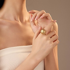 Настоящее золото 18K 304 открытые манжеты из нержавеющей стали для женщин, квадратный, реальный 18 k позолоченный, площади: 19x18.5 mm