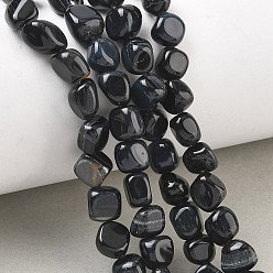 Blue Dyed Natural Tiger Eye Beads Strands, Nuggets, Tumbled Stone, Blue, 6~8.5x6~7.5x5~8mm, Hole: 0.9mm, about 27~35pcs/strand, 9.84~11.02''(25~28cm)