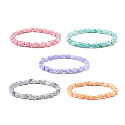 Mixed Color Bling Imitation Gemstone Glass Teardrop Beads Stretch Bracelet for Women, Mixed Color, Inner Diameter: 2-1/8 inch(5.3cm)