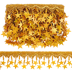 Темно-Золотистый 5 ярдов филигранной и лазерной пластиковой ленты с кисточками в форме звезды, для аксессуаров для одежды, золотые, 3-1/4 дюйм (82 мм)