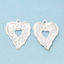 Посеребрённый Латунные подвески, без кадмия и без свинца, , шарма сердца, 925 серебро покрытием, 26.5x22x1.5 мм, отверстие : 1.6 мм