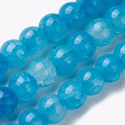 Темно-Голубой Стеклянные бусины кракле, круглые, глубокое синее небо, 8~8.5 мм, отверстие : 1 мм, около 48 шт / нитка, 36~37.5 см