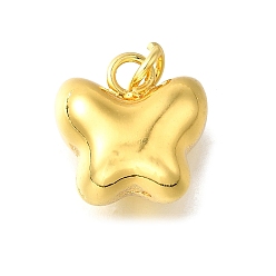 Настоящее золото 18K Латунные подвески, бабочки прелести, с прыжковых колец, без кадмия и без свинца, долговечный, стойки покрытие, реальный 18 k позолоченный, 16x15.5x9.5 мм, отверстие : 4 мм