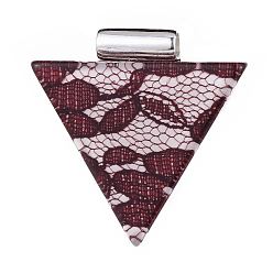 Braun Harzanhänger, mit Messing-Kleber-auf flachen Pad kautionen, Dreieck mit Spitze, Silberfarbe überzogen, braun, 42.5x42.5x7 mm, Bohrung: 4.9 mm