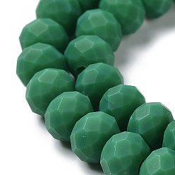 Medium Sea Green Glass Beads Strands, Faceted, Frosted, Rondelle, Medium Sea Green, 6x4.5mm, Hole: 1mm, about 86pcs/strand, 16.14''(41cm)