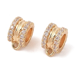 Золотой Латунные бусины из прозрачного кубического циркония, с петлями, золотые, 10x8x6 мм, отверстие : 1.2~1.4 мм