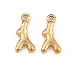 Настоящее золото 18K 304 подвески из нержавеющей стали, подвески из искусственного коралла, ионное покрытие (ip), реальный 18 k позолоченный, 18x9x3 мм, отверстие : 2 мм