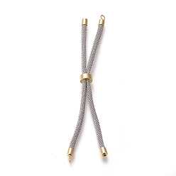 Light Grey Nylon Twisted Cord Bracelet Making, Slider Bracelet Making, with Eco-Friendly Brass Findings, Round, Golden, Light Grey, 8.66~9.06 inch(22~23cm), Hole: 2.8mm, Single Chain Length: about 4.33~4.53 inch(11~11.5cm)