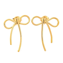 Настоящее золото 14K Ионное покрытие (ip) 304 серьги-гвоздики из нержавеющей стали, бантом, реальный 14 k позолоченный, 27x20 мм