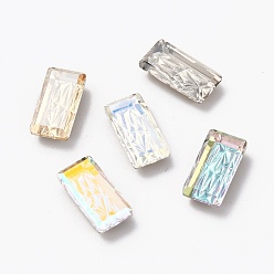 (52) Непрозрачная лаванда Стеклянные кабошоны с тиснением k9 и стразами, с покрытием на задной стороне, прямоугольные, разноцветные, 14x7x3.5 мм