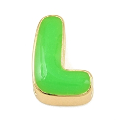 Letter L Laiton perles d'émail, sans cadmium et sans plomb, crémaillère plaquage, plaqué longue durée, réel 18 k plaqué or, lettre l, 14x10x6.5mm, Trou: 3x11mm