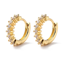 Прозрачный Изящные маленькие серьги-кольца с кубическим цирконием, настоящие позолоченные серьги 18k для нее, без кадмия и без свинца, прозрачные, 15x3.5 мм, штифты : 1 мм