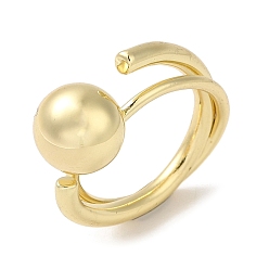 Golden Brass Wrap Rings, Big Ball Ring for Women, Golden, 2.5~5mm, Inner Diameter: 18x16mm