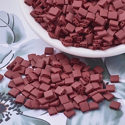 (TL2040) Matte Metallic Brick Red MIYUKI TILA Beads, Japanese Seed Beads, 2-Hole, (TL2040) Matte Metallic Brick Red, 5x5x1.9mm, Hole: 0.8mm, about 5900pcs/500g