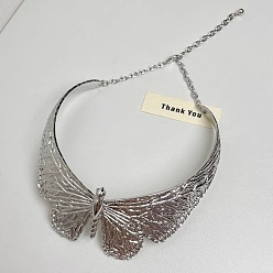 Платина Женские ожерелья-чокеры из сплава с преувеличенными бабочками, платина, 15.75 дюйм (40 см)