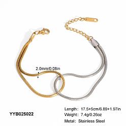 Золотой & Цвет Нержавеющей Стали Браслеты из нержавеющей стали в виде змеи для женщин, золотые и нержавеющая сталь цвет, 6-7/8 дюйм (17.5 см)