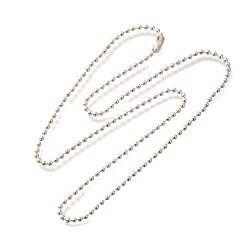 Серебро Ожерелья из латунной шариковой цепи, без кадмия и без свинца, долговечный, стойки покрытие, серебряные, 2 мм, 16.97 дюйм (43.1 см)