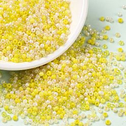 Желтый Непрозрачные цвета, блеск 12/0 стеклянные бусины, круглое отверстие, круглые, желтые, 1.8~2x1.3~1.5 мм, отверстие : 0.7 мм, Около 56250 шт / фунт