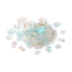 Голубой Набор для поиска ювелирных изделий в стиле барокко своими руками, включая прозрачные акриловые подвески с градиентом и бусины, разнообразные, голубой, 9~40x10~33x3~12 мм, отверстие : 1~3 мм, 1111 шт / 500 г