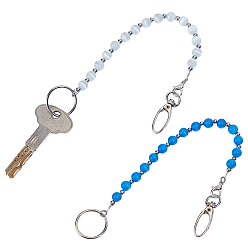 (52) Непрозрачная лаванда 2шт. брелок из кошачьего глаза, с железными поворотными карабинами, застежками и кольцом, разноцветные, 280 мм