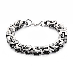 Antique Silver Alloy Byzantine Chains Bracelet, Antique Silver, Inner Diameter: 2 inch(5.2cm)