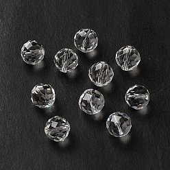 Clear Glass Imitation Austrian Crystal Beads, Faceted, Round, Clear, 6mm, Hole: 1mm