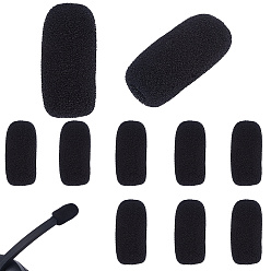Черный 12шт. мини-микрофонный губчатый чехол, чёрные, 36x15 мм, отверстие : 6 мм
