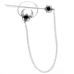 Античное Серебро Полумесяц с палочками для волос из сплава летучей мыши, античное серебро, 370 мм