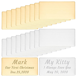 Золотой & Цвет Нержавеющей Стали 20 шт. 2 цветные самоклеящиеся 201 визитные карточки из нержавеющей стали, прямоугольные, золотые и нержавеющая сталь цвет, 100x50x0.4 мм, 10 шт / цвет