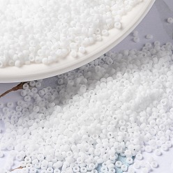 (RR402F) Матовый Белый Миюки круглые бусины рокайль, японский бисер, 15/0, (rr 402 f) матовый белый, 1.5 мм, Отверстие: 0.7 мм, о 5555 шт / бутылка, 10 г / бутылка