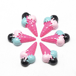 Deep Pink Resin Cabochons, Ice Cream, Deep Pink, 31x18x7mm
