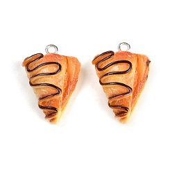 Food Подвески из смолы, искусственный хлеб, с железной платиной петлей, конус, 25.5x18.5x10 мм, отверстие : 2 мм
