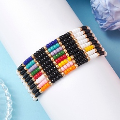 (52) Непрозрачная лаванда 8шт. браслеты из стеклянных бусин для женщин и мужчин, круглые, разноцветные, внутренний диаметр: 2.13 дюйм (5.4 см)