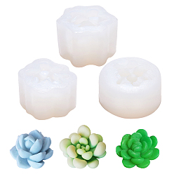 White Gorgecraft Silicone Molds, Resin Casting Molds, For UV Resin, Epoxy Resin Jewelry Making, Plant, White, 56x56x38mm/62x29mm/54x52x33mm, 3pcs/set