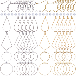 Золотой & Цвет Нержавеющей Стали Наборы для изготовления серег своими руками, В том числе 304 крючки для сережек, соединительные кольца и подвески из нержавеющей стали, пластиковые гайки для ушей, золотые и нержавеющая сталь цвет, 34~56.5x23~41x0.6~1.5 мм, отверстие : 1~1.2 мм