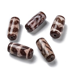 Смешанные Узоры Тибетского стиля бусы дзи, природных бисера агат, окрашенные, рис, смешанные узоры, 20x8 мм, отверстие : 2 мм