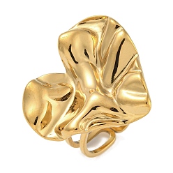 Золотой 304 кольцо из нержавеющей стали, для женщин, сердце, золотые, 23.5x26.5 мм, размер США 6 (16.5 мм)