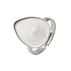 Нержавеющая Сталь Цвет 304 регулируемые кольцевые компоненты из нержавеющей стали, с 201 каплевидными простыми кольцами из нержавеющей стали, цвет нержавеющей стали, лоток : 18x13.5 мм, внутренний диаметр: 17 мм