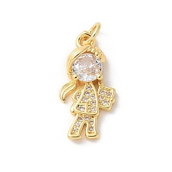 Настоящее золото 18K Латунные микро проложить кубического циркония подвески, без кадмия, без никеля и без свинца, прелести девушки, с целью перехода в кольце, реальный 18 k позолоченный, 21.5x10.5x4.5 мм, отверстие : 3.4 мм