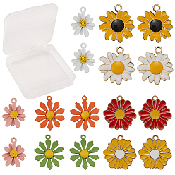 Mixed Color Alloy Pendants, Spray Painted/with Enamel, Flower and Daisy, Mixed Color, 7.4x7.2x1.7cm, 16pcs/box
