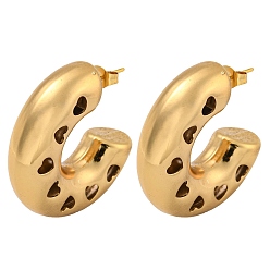 Золотой Вакуумное покрытие pvd 202 серьги-кольца из нержавеющей стали, с 304 штифтов из нержавеющей стали, золотые, 32x9 мм