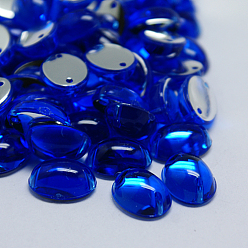 Blue Sew on Rhinestone, Taiwan Acrylic Rhinestone, Two Holes, Garments Accessories, Oval Dome, Blue, 8x6x3.5mm, Hole: 1mm