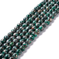 Malachite Malachite naturelles brins de perles, avec ligne en alliage de zinc, ronde, 8mm, Trou: 1.2mm, Environ 51 pcs/chapelet, 16.46 pouce (41.8 cm)