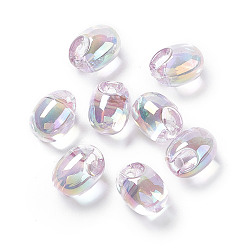 Lilac UV Plating Rainbow Iridescent Acrylic Beads, Oval, Lilac, 18x13.5mm, Hole: 3.2mm