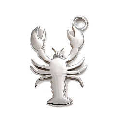 Stainless Steel Color 201 Stainless Steel Charms, Lobster Charms, Stainless Steel Color, 14.5x9.5x1mm, Hole: 1.4mm