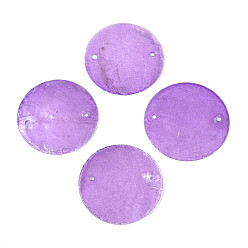 Средняя Орхидея Окрашенные распылением натуральные ракушки capiz дисковые звенья соединительные подвески, средне орхидеи, 28~30x0.5~1 мм, отверстие : 1.2~1.6 мм