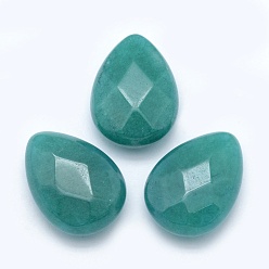 Weißer Jade Natürliche weiße Jade Cabochons, Träne, facettiert, gefärbt, 18x13x5 mm