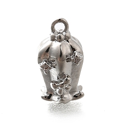 Платина Латунные микро проложить кубического циркония подвески, без кадмия, без никеля и без свинца, Флорес конваллария прелести, платина, 13x7x8 мм, отверстие : 1.2 мм